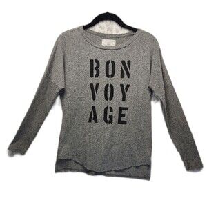 Anthropologie Sol Angeles BON VOYAGE long sleeve Grey T-shirt XSMALL